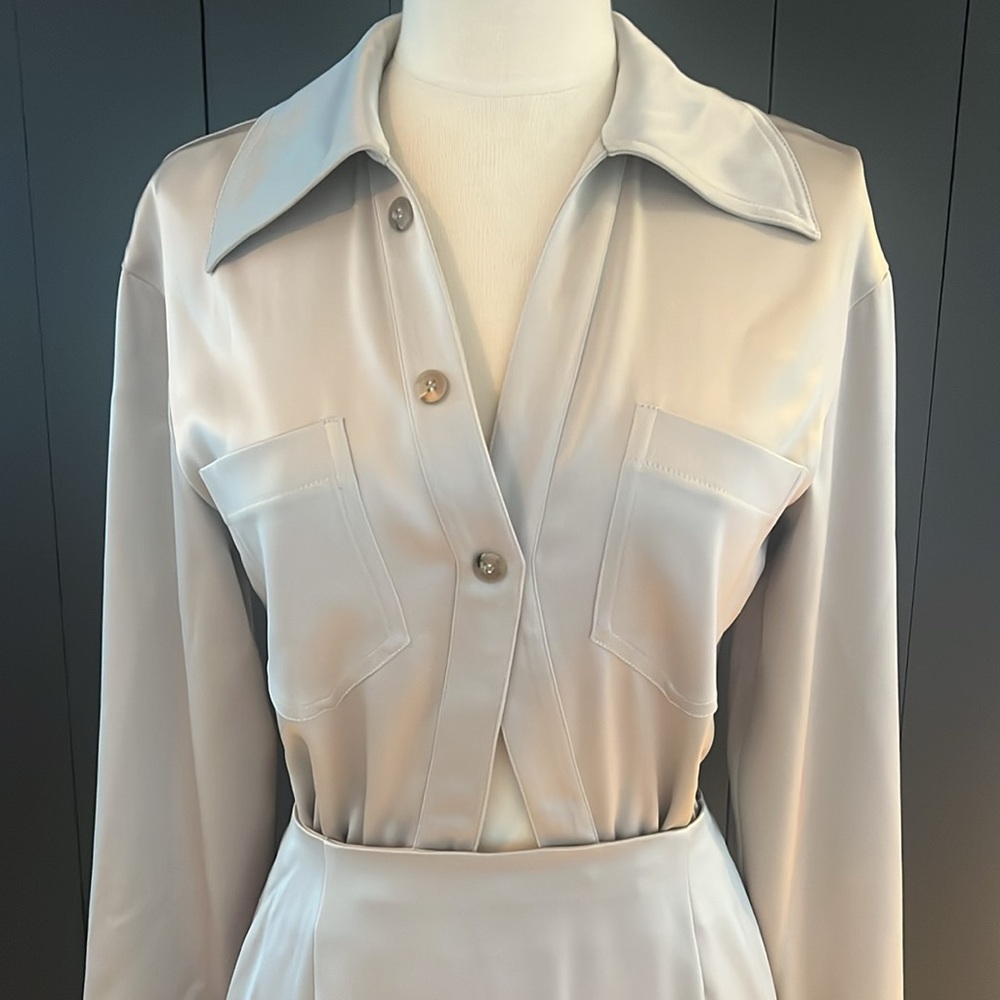 Never worn, tags on! Nanushka XXS satin silver dress